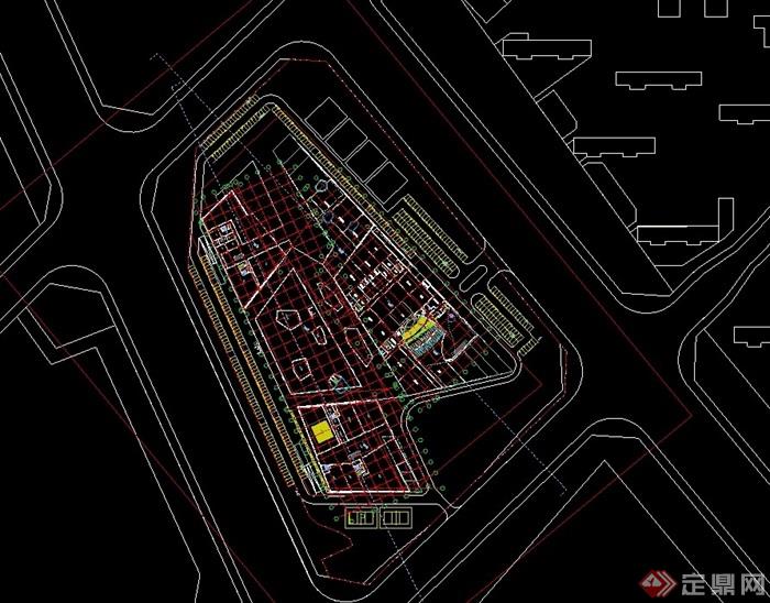 东莞市民中心工人文化宫建筑设计cad方案及效果图