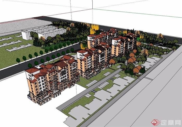 龙湖住宅小区建筑及景观设计SU模型