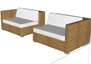 某现代风格详细室内沙发椅组合SU(草图大师)模型