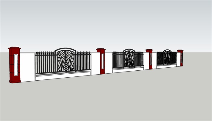 欧式栏杆围墙设计cad方案及su模型