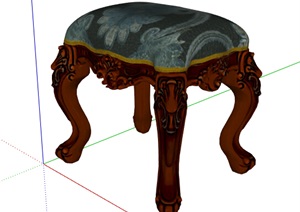 某室内欧式风格坐凳设计SU(草图大师)模型
