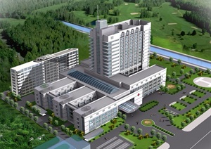 平煤总医院初步建筑设计cad方案及效果图