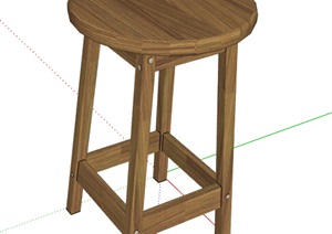 圆形木质坐凳设计SU(草图大师)模型