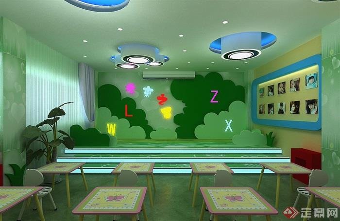 现代幼儿园教室设计3d模型