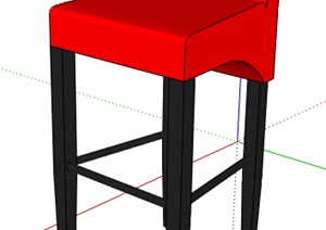 红色高脚座椅设计SU(草图大师)模型