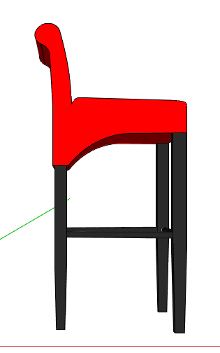 红色高脚座椅设计su模型