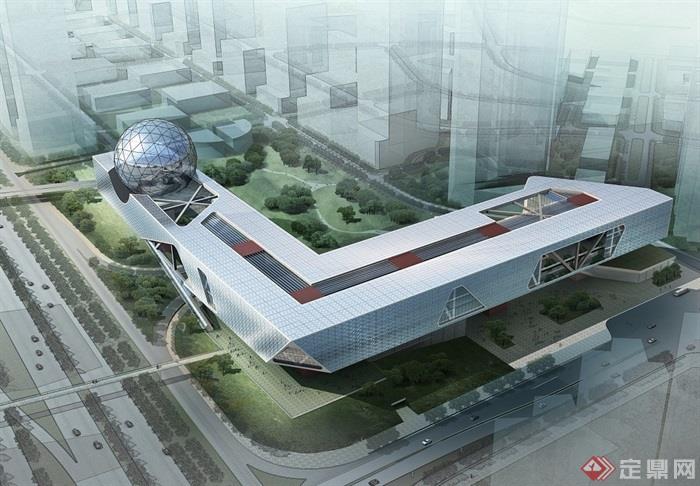 深圳科技馆详细建筑设计cad方案及效果图