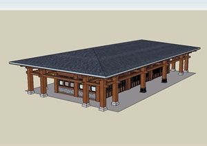 亩中山水园文化建筑设计SU(草图大师)模型