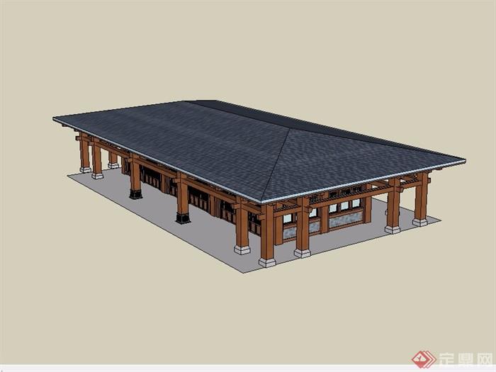 亩中山水园文化建筑设计su模型