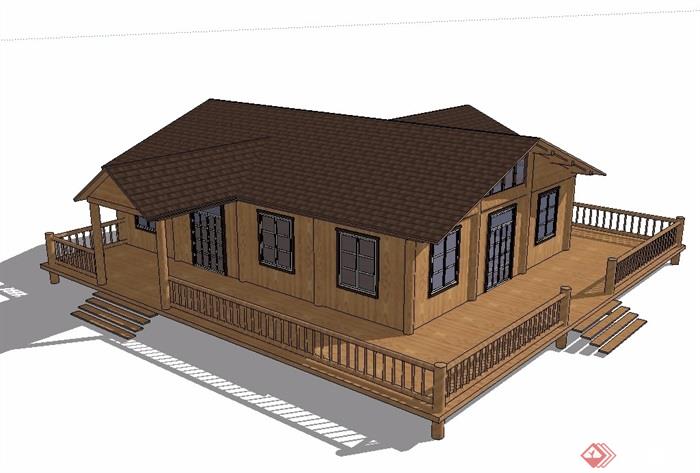 木屋详细单层建筑设计su模型
