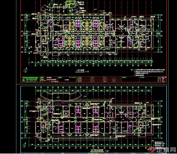 传染病院详细建筑设计cad施工图