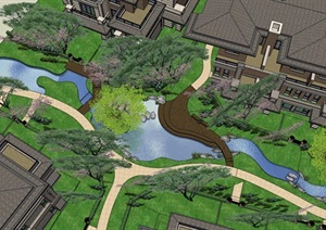 某新古典风格详细的住宅景观设计SU(草图大师)模型