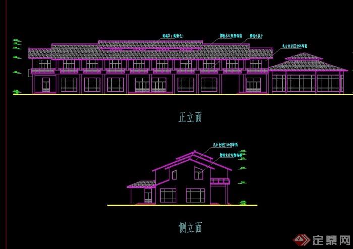 中式风格会馆详细建筑设计cad方案及3d模型