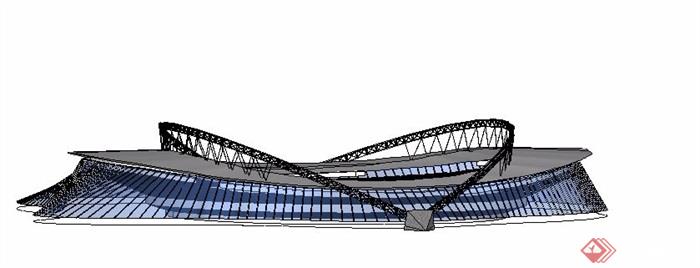 现代科技感体育馆建筑设计su模型