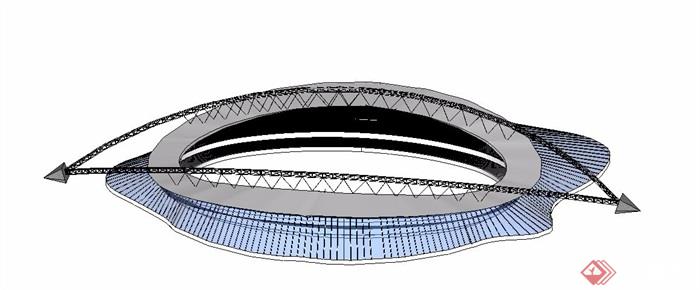 现代科技感体育馆建筑设计su模型