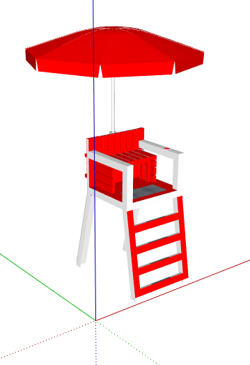 带遮阳伞裁判椅设计su模型