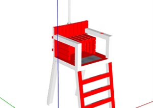 带遮阳伞裁判椅设计SU(草图大师)模型