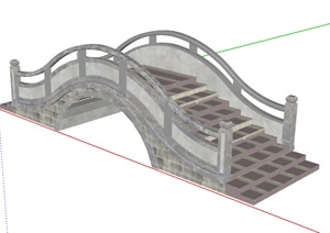 中式石质拱桥设计SU(草图大师)模型