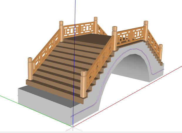 现代中式木制景桥设计su模型