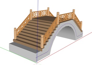 现代中式木制景桥设计SU(草图大师)模型