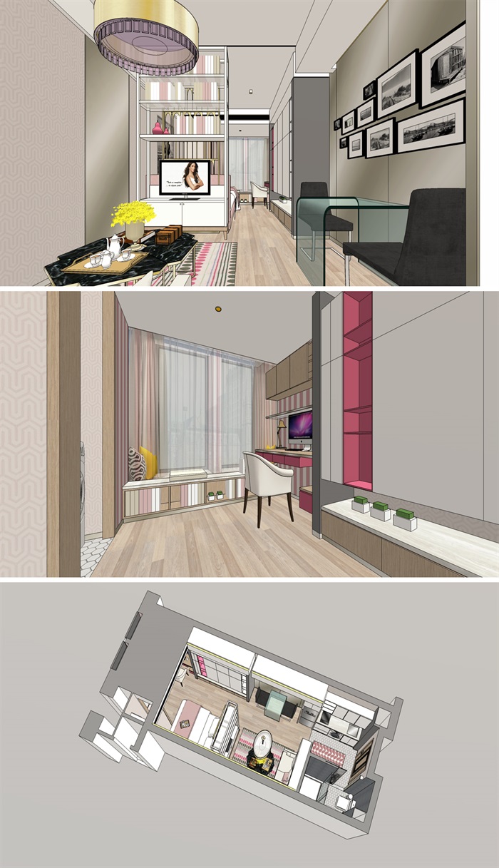 精美现代轻奢公寓室内装修设计su模型