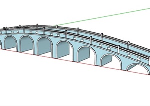 新中式长拱桥设计SU(草图大师)模型