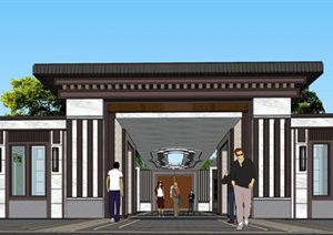 新中式风格别墅建筑住宅区规划整体设计SU(草图大师)模型