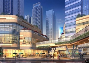 现代风格商业楼购物中心建筑SU(草图大师)模型