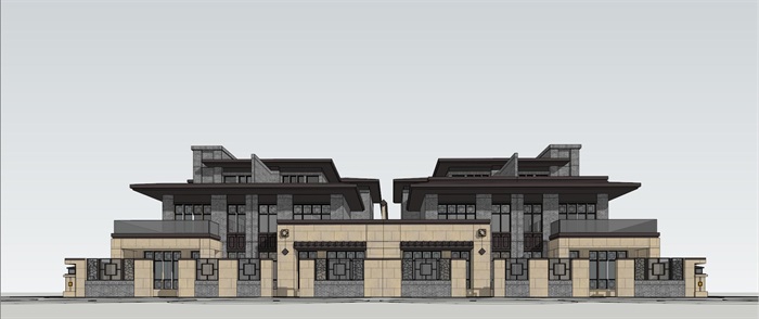 上海中信泰富别墅建筑su模型及cad方案