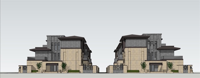 上海中信泰富别墅建筑su模型及cad方案