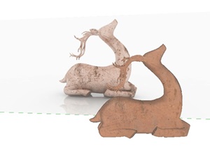 雕塑摆件铜质鹿SU(草图大师)模型