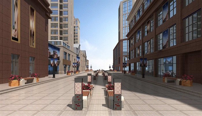 步行街详细设计3d模型