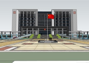 精品中式政府办公楼SU(草图大师)模型设计