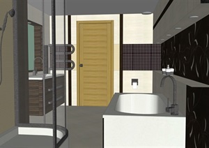 现代中式卫生间室内SU(草图大师)模型