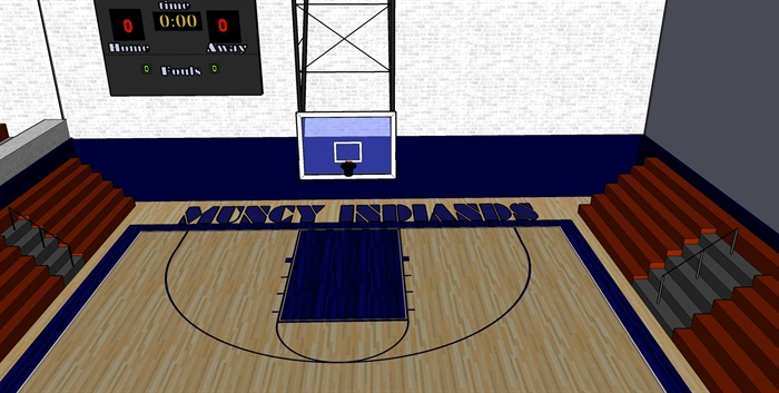 篮球馆室内设计su模型(3)
