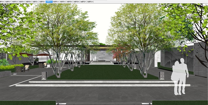 新中式售楼中心与样板间景观方案SU模型(2)