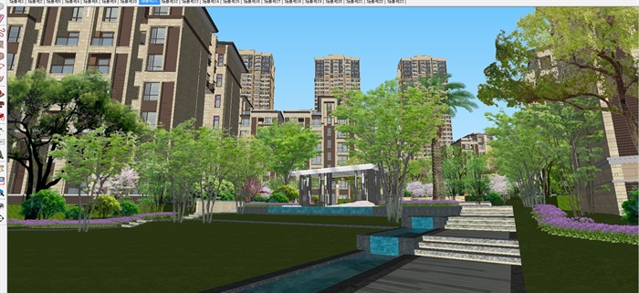 现代风格住宅区建筑与景观方案SU模型