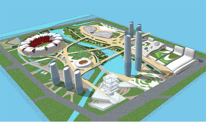 某城市奥体中心建筑规划方案ＳＵ模型