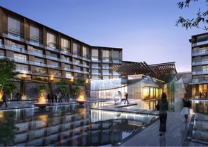 现代滨湖度假酒店建筑规划方案SU(草图大师)模型