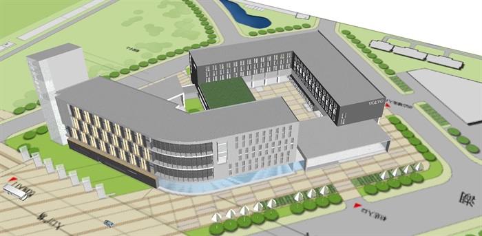 现代学院办公楼建筑方案SU模型(1)