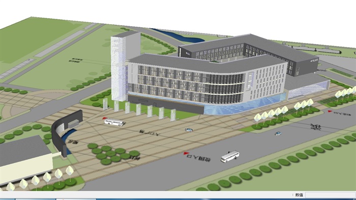 现代学院办公楼建筑方案SU模型(2)