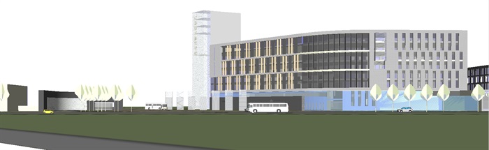 现代学院办公楼建筑方案SU模型(5)