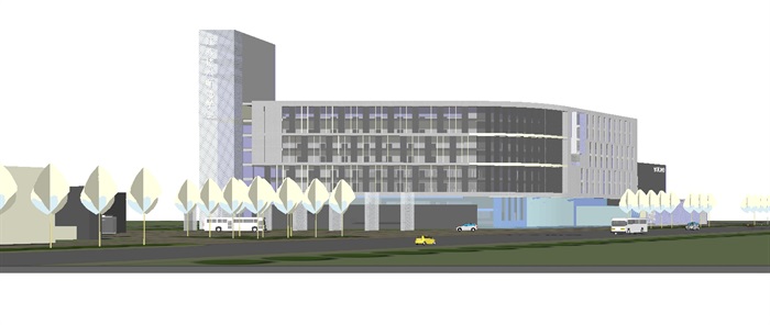 现代学院办公楼建筑方案SU模型(6)