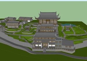 古典中式寺庙建筑方案SU(草图大师)模型