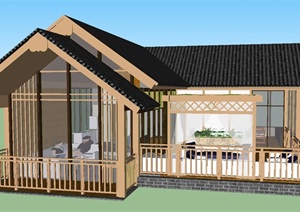 东南亚风格木质民宅住宅SU(草图大师)模型