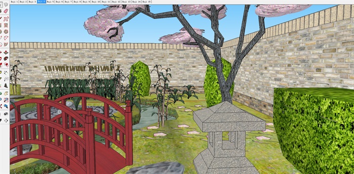 日式花园庭院方案SU模型(1)