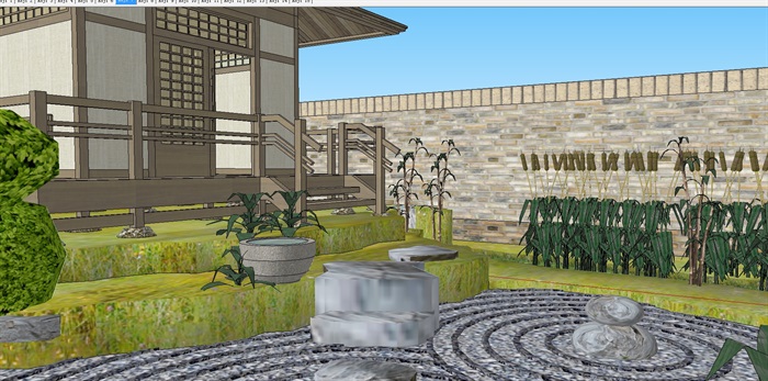 日式花园庭院方案SU模型(2)