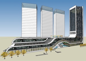 16个现代办公楼建筑方案ＳＵ模型素材