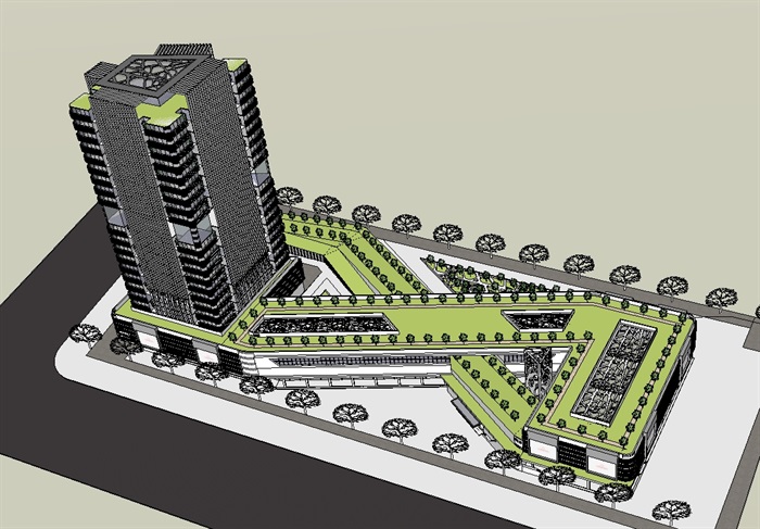 15個造型各異的辦公樓建築方案su模型設計[原創]