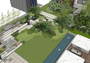 城市办公环境屋顶花园景观设计SU(草图大师)模型